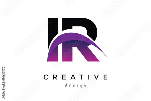 IR Creative Abstract logo design featuring intertwined letters in gradient purple