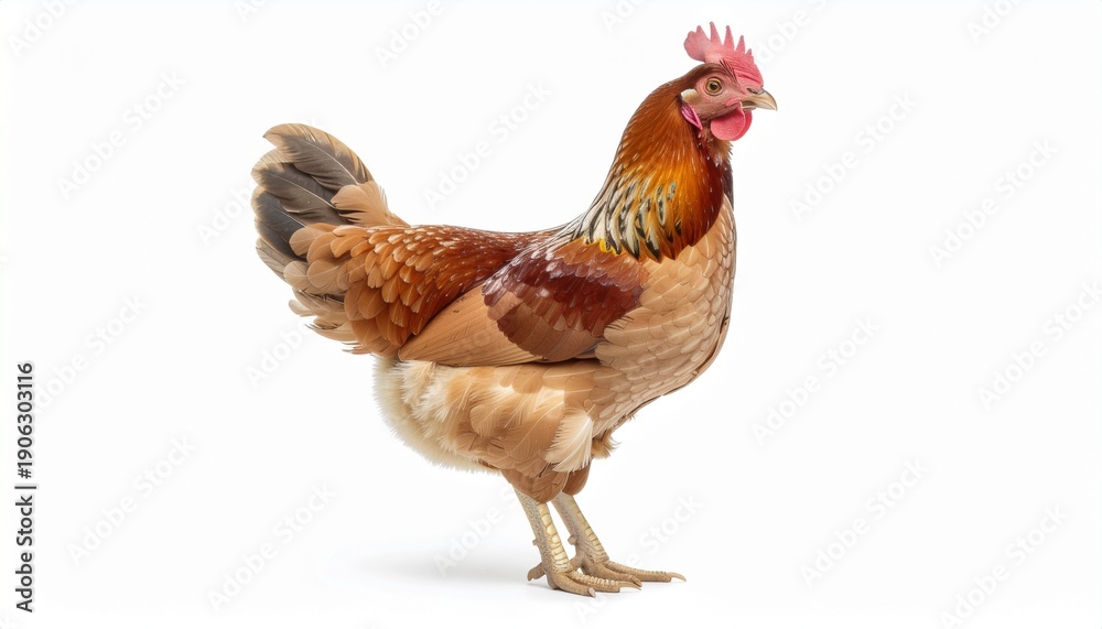 Fototapeta premium Realistic Chicken Side View Standing Isolated