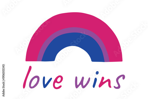 Colorful rainbow shape Bisexual pride flag Happy pride day LGBTQIA community Pride Month Vector hand drawn doodle for posters, stickers, logo, cards