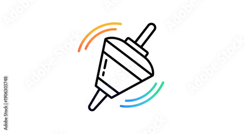Dynamic spinning top icon illustration showing motion and playfulness in a modern vector style