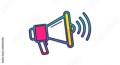 Colorful megaphone icon broadcasting important messages and announcements with vibrant clarity