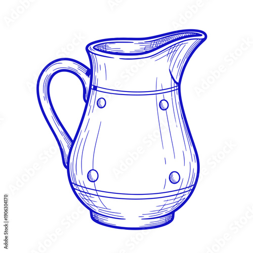 Elegant glass pitcher with handle and spout for serving water or juice