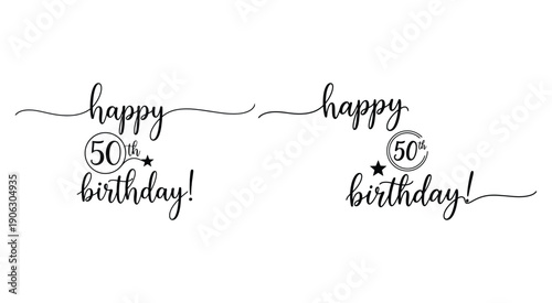 Happy 50th birthday elegant calligraphy vector