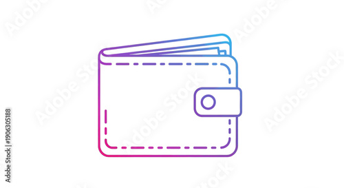 Vibrant Gradient Outline Wallet Icon Representing Financial Management and Digital Transactions