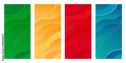 Four vertical rectangles displaying wavy gradients of vibrant colors