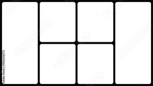 Set of Multi-Window Split Screen Frame Mattes with Rounded Corners and Alpha Channel 4K