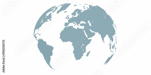 Stylized world globe illustration featuring continents and oceans in blue tones