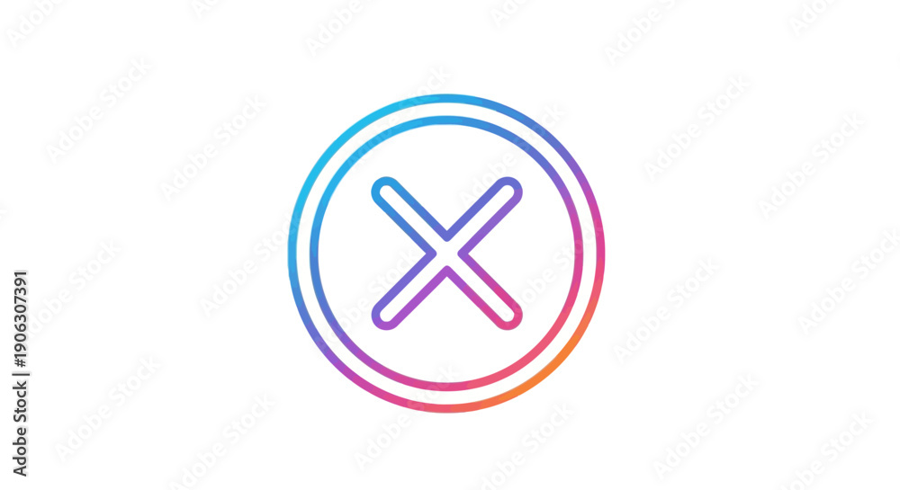 Obraz premium Modern gradient close button icon for user interface design elements and web applications