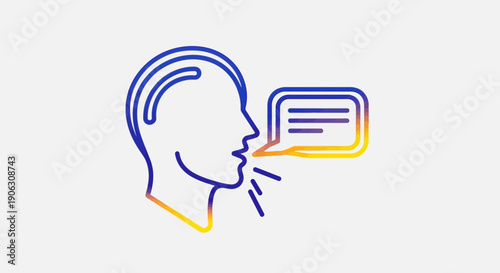Modern gradient line art illustrating effective human verbal communication and message exchange