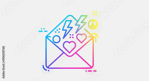 Colorful communication icon representing messages of love energy and harmony in a modern digital