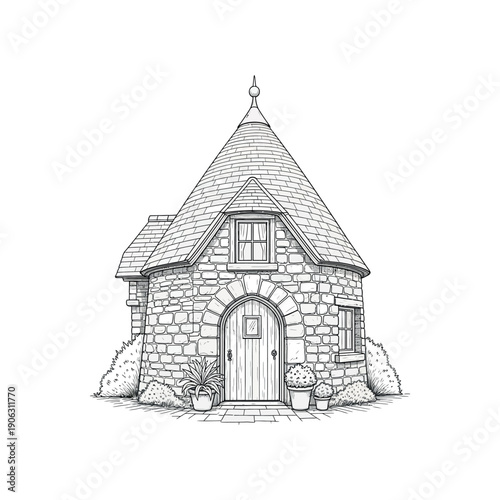 Illustration of a computer server connected to multiple monitors and routers.