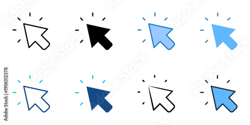 Mouse icons set multiple style collection. Editable stroke 

