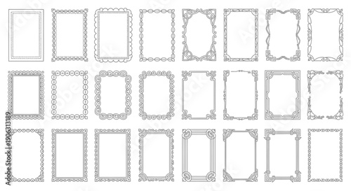 Collection of elegant ornate rectangular frames for design and decoration