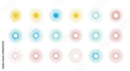 Vibrant burst shapes in modern design elements