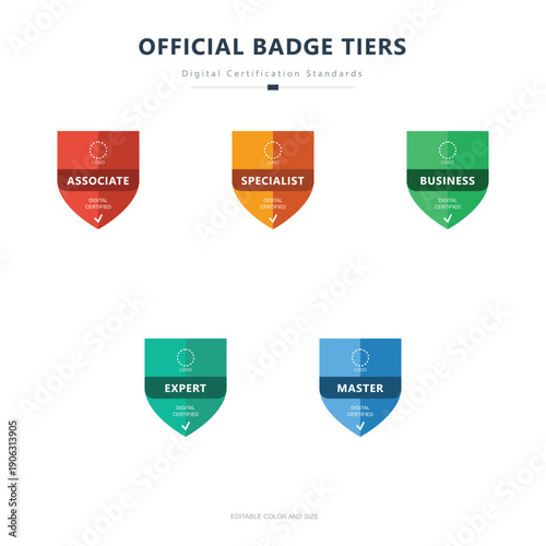 Shield shape digital certification badge vector collection