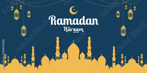 Ramadan kareem background flat design. Ramadan Kareem ads, flyer, invitation, greeting card. Islamic background.