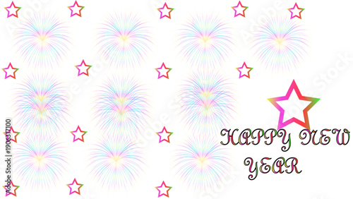 Colorful FIREWORK in the night BANNER - Abstract Holiday Celebration New Year Dark Bokeh  Cute line doodle pencil outer space, shooting stars, night sky scribbles