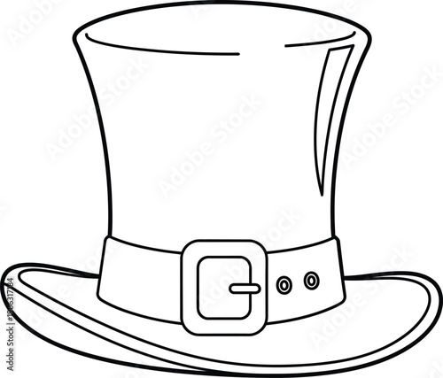 Simple line drawing of a top hat with buckle