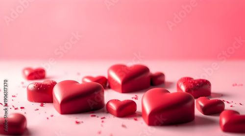 Glossy 3D Red Hearts Background for Valentine's Day Graphic Design
