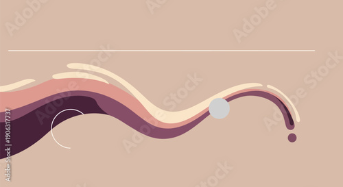 Wavy abstract design with purple pink and beige colors on a tan background for graphic resources