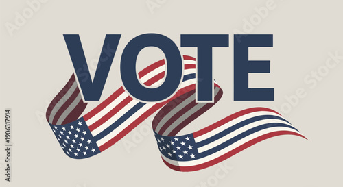 American voting concept with usa flag ribbon and bold vote text
