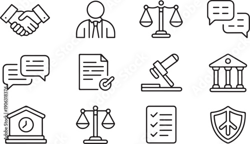Conflict Resolution and Arbitration Symbols Monochrome