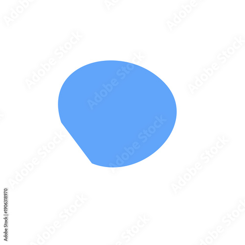 A blank 3d blue glass speech bubble icon featuring a round vector design with a glossy sphere shape and soft shadow on a white background