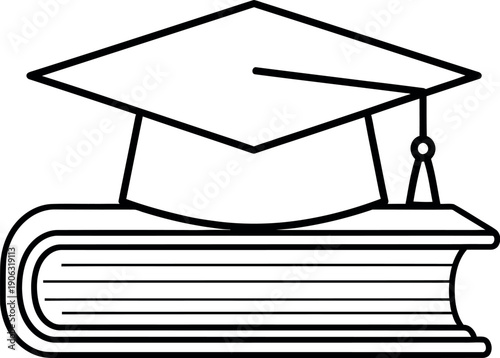 A graduation cap resting on a stack of books symbolizing education and knowledge