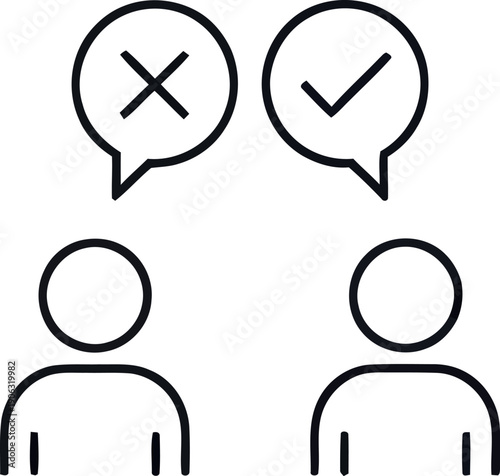 Two people communicating with one agreeing and the other disagreeing