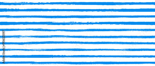 Bright blue seamless stripes background. Abstract watercolor strokes repeating pattern. Summer pastel straight horizontal lines for fabric, wrapping paper, textile, banner, poster. Vector wallpaper