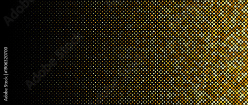 Gold color halftone pattern. Pop art comic glitter gradient texture. Abstract golden dotted pattern background. Yellow confetti wallpaper for banner, poster, flyer, party decor, presentation. Vector