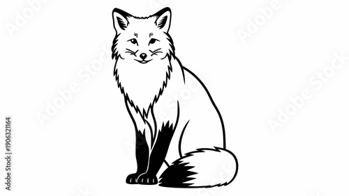 A meticulously drawn illustration shows a majestic fox sitting upright with thick neck ruff and alert.