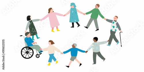 Diverse group of people holding hands in a circle showcasing inclusivity