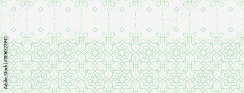 Art & IllustrationSeamless Islamic geometric pattern in soft green tones for Ramadan Kareem. Elegant arabesque ornament vector illustration suitable for backgrounds, greeting cards, gift wrap, and fes
