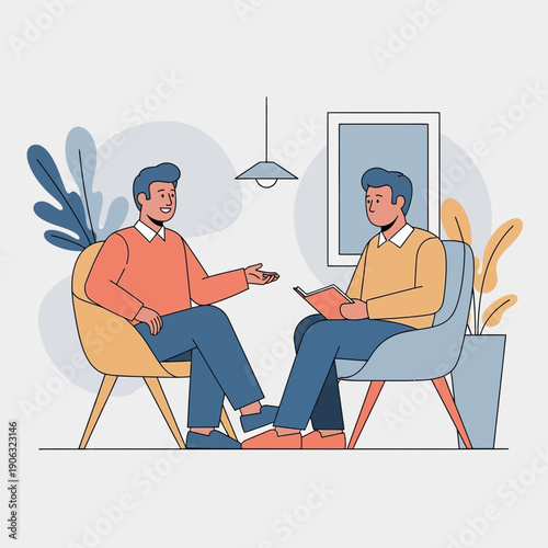 Two men engaged in a productive conversation in modern office