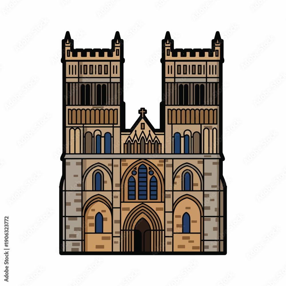 Fototapeta premium Stylized illustration of a gothic building
