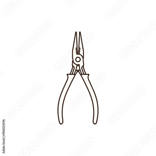 A line drawing of a pair of long-nosed pliers against a white background.
