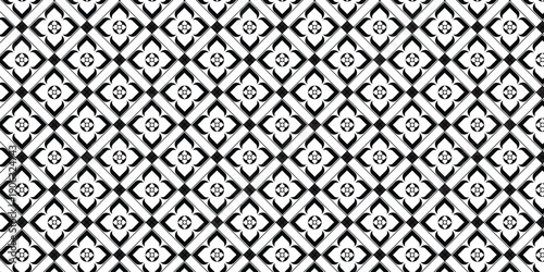 Vector Line Thai black and white seamless geometric pattern, black and white seamless pattern