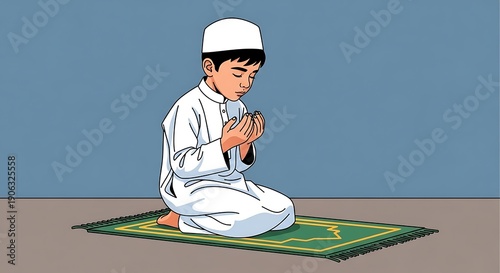 Muslim Boy Praying Dua Animation for Islamic Faith and Education