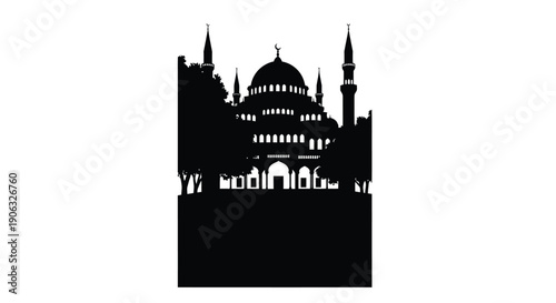 Mosque Silhouette at Sunset with Dramatic Sky