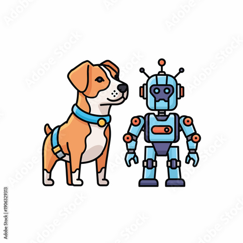 A dog and robot cartoon duo