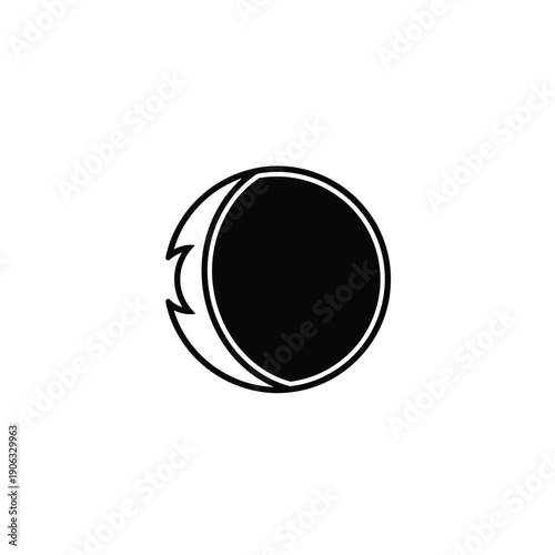 Eclipse moon phase icon showing partial shadow for astronomical and celestial observations