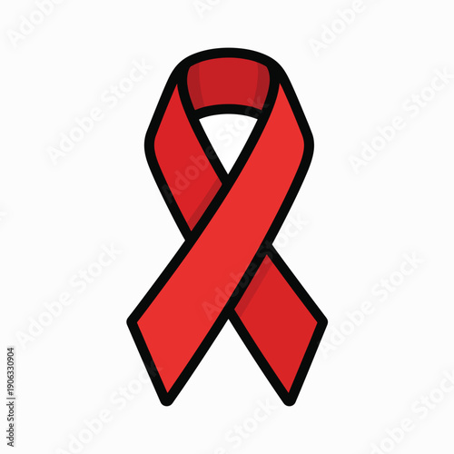 A red awareness ribbon symbol