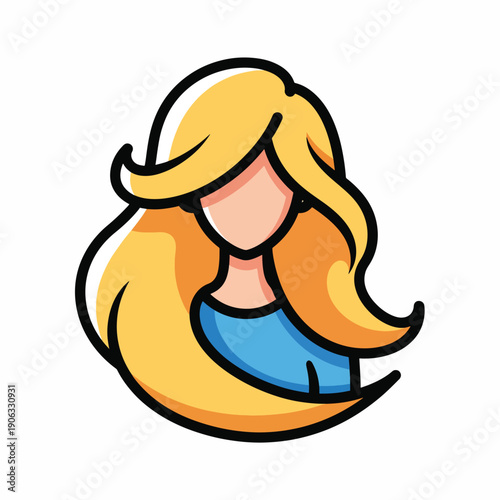 A cartoon woman with long blonde hair and a blue shirt