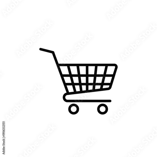 Supermarket grocery trolley wireframe icon for online store design on transparent backdrop