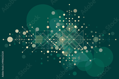 Abstract geometric network with circles lines and connecting nodes