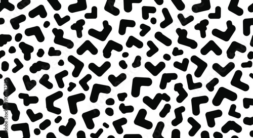Black hearts on white background abstract animal print design