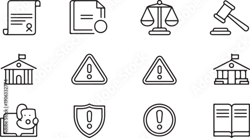 Legal Penalties and Sanctions Icons Vector