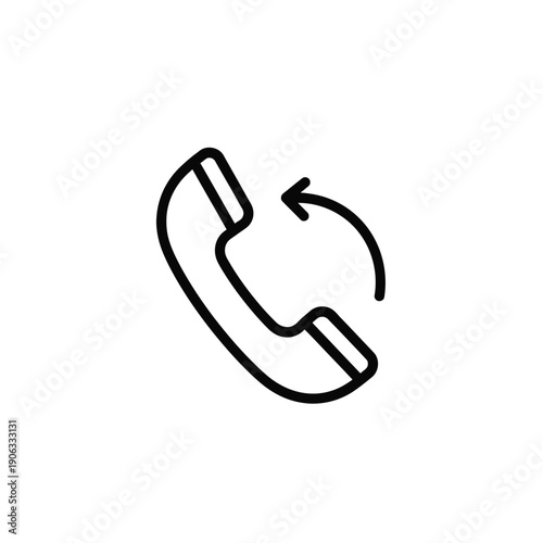 Telephone handset with a circular arrow, symbolizing a return call, redial, or incoming communication