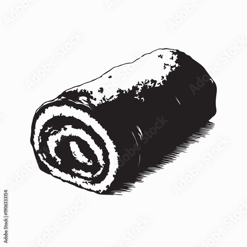 Chocolate Roll Cake Design Logo Vector on White Background